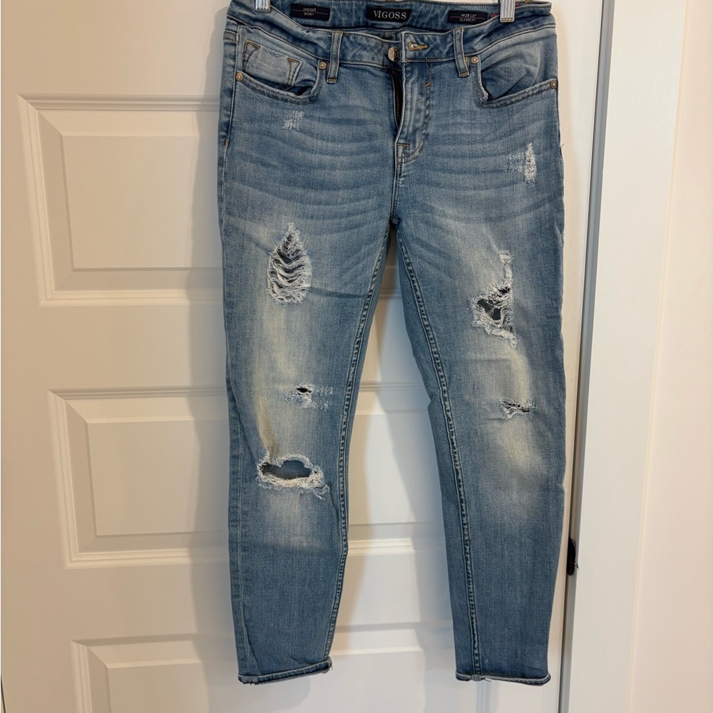 Vigoss Women's Light Blue Distressed Skinny Jeans